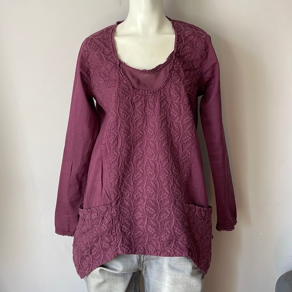 Johnny Was Embroidered Floral Tunic Top - Picture 1 of 8